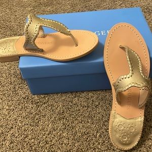 Jack Rogers “Jackie” gold sandal; size 7